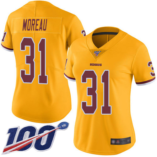 Washington Redskins Limited Gold Women Fabian Moreau Jersey NFL Football #31 100th Season Rush